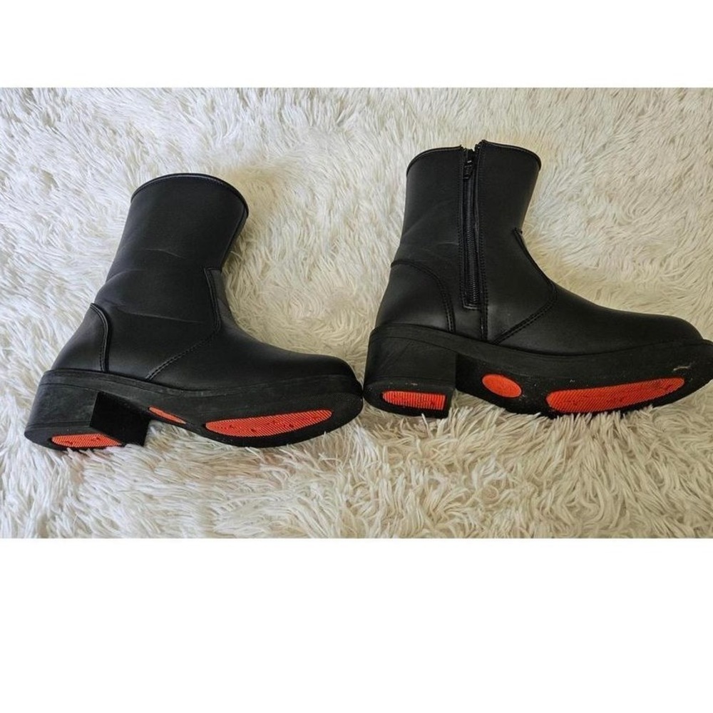 MILWAUKEE PERFORMANCE Black Faux Leather Riding Boots, Women's Size 5.5